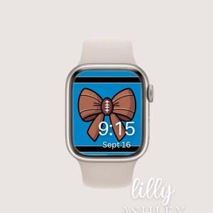 Football Watch Face, Sports Smart Watch Background Cheer Bow Apple Watch Wallpaper, Football Season Smart Watch, Cheerleader Smartwatch Face