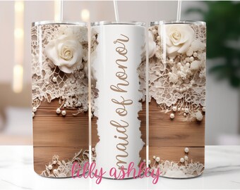 Bridesmaid Tumbler Designs Wedding Maid of Honor Sublimation Template Retro Lace Wedding Tumbler Wedding Designs Floral Tumbler Bridal Party