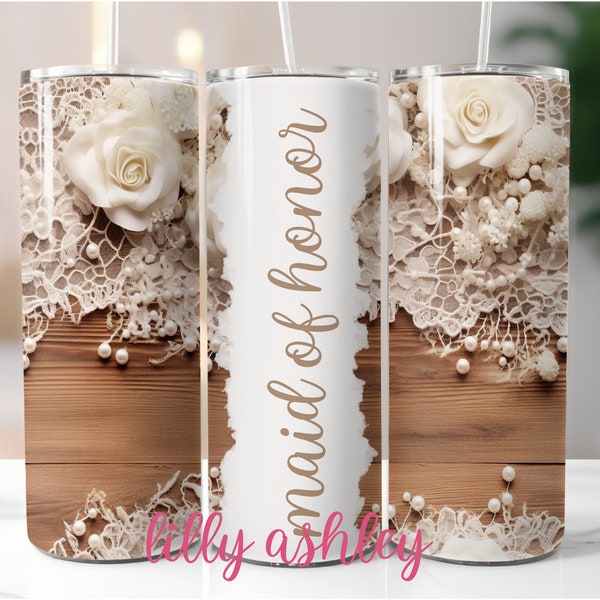 Bridesmaid Tumbler Designs Wedding Maid of Honor Sublimation Template Retro Lace Wedding Tumbler Wedding Designs Floral Tumbler Bridal Party