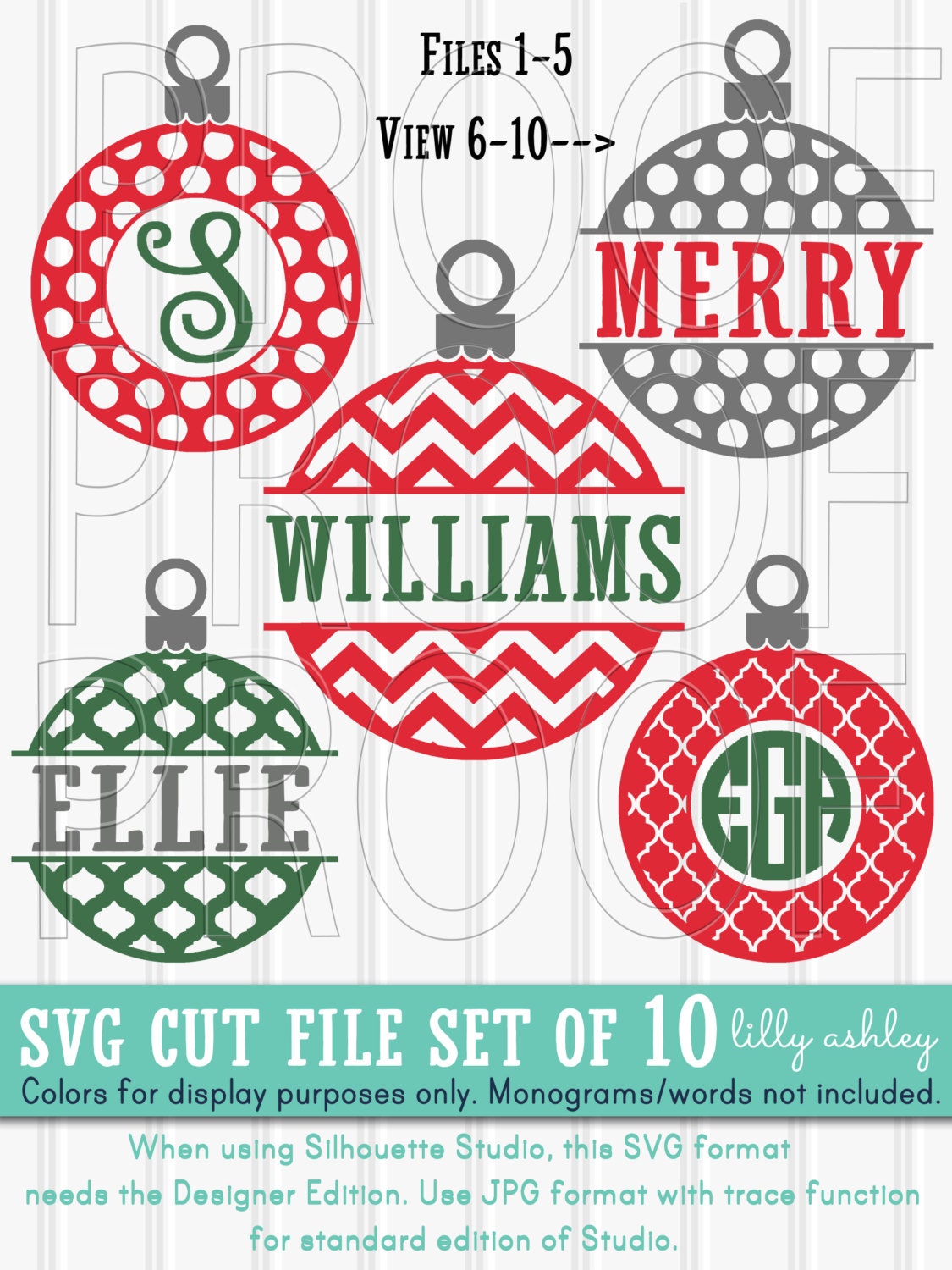 Download Christmas Monogram SVG Files Set of 10 ornament cut files ...