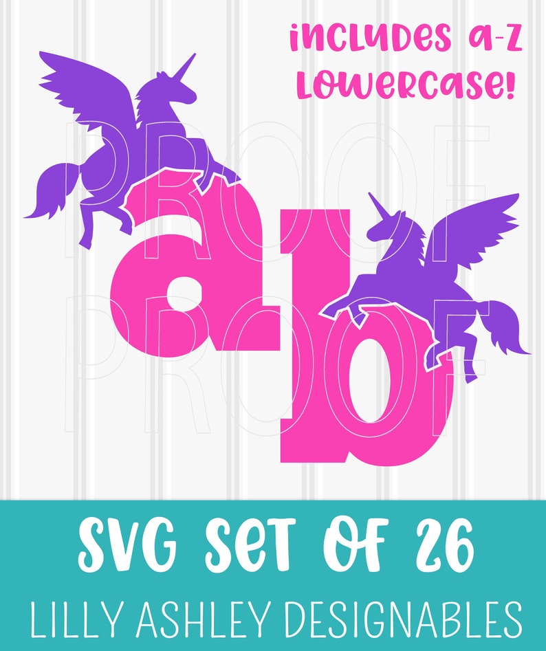 Unicorn SVG Letter Set of Cut Files Includes lowercase unicorn | Etsy