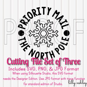 North Pole Mail Express Cut File Set of 3 Cut File Designs in SVG, PNG. Christmas present labels Christmas package stamp image 2