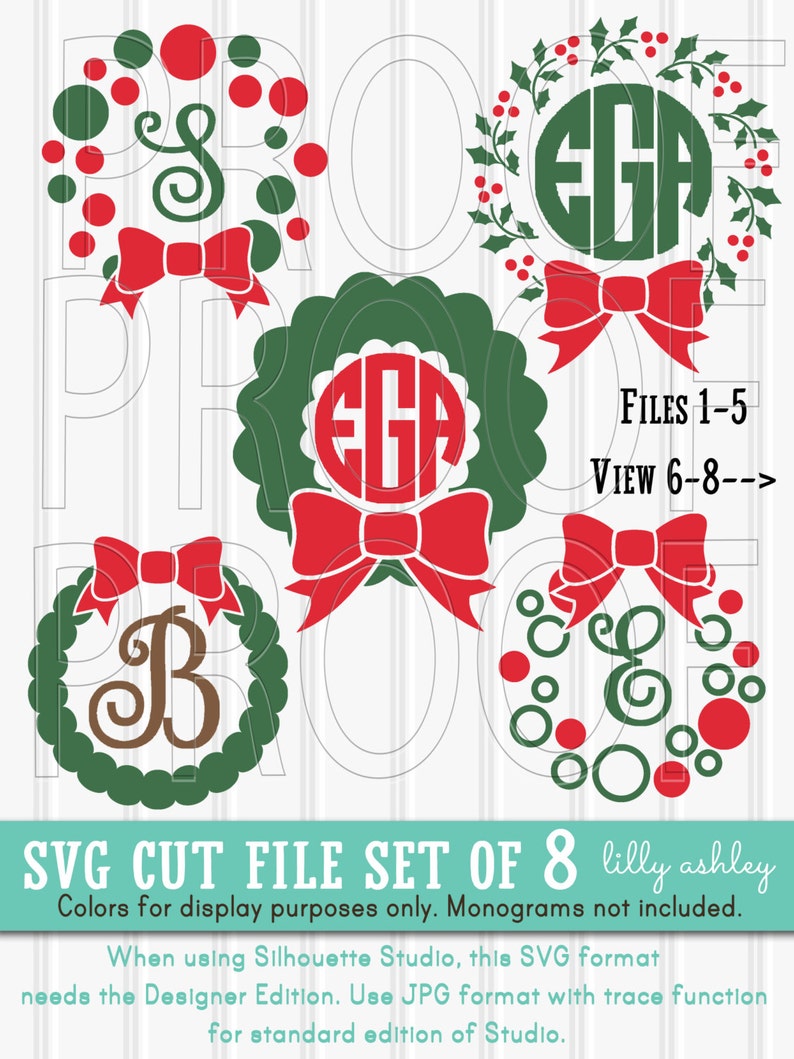 Download Christmas Monogram SVG Files Set of 8 cut files includes ...