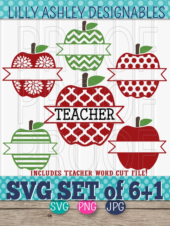 Teacher Svg Files Apple Svg Banner Set Includes 61 Cut Etsy