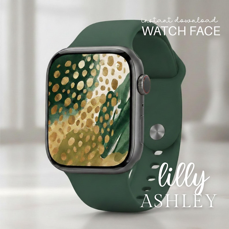 Green & Gold Apple Watch Face • Modern Abstract Watch Face • Earthy ...