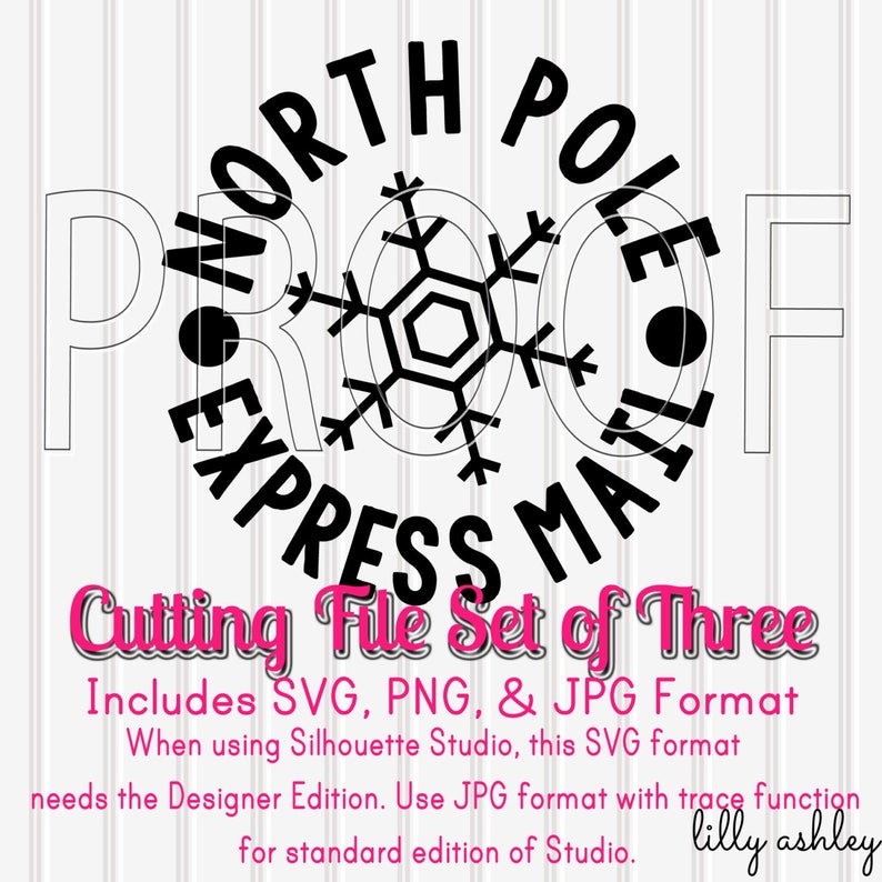 North Pole Mail Express Cut File Set of 3 Cut File Designs in SVG, PNG. Christmas present labels Christmas package stamp image 1