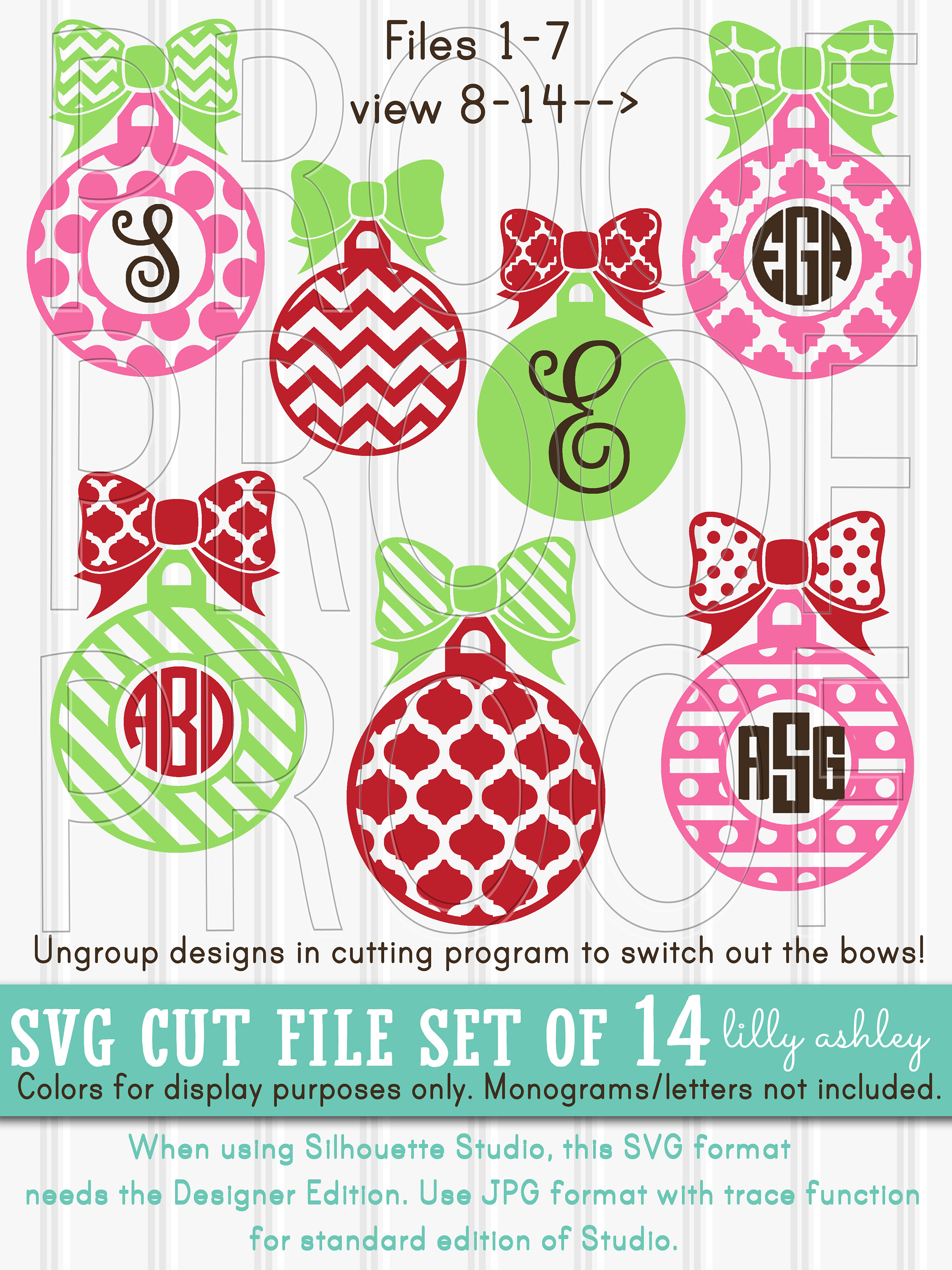 Download Christmas Monogram SVG Files Set of 14 cut files includes ...