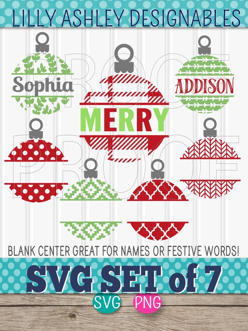 Ornament SVG Files Set of 7 blank center cut files svg/png image 0