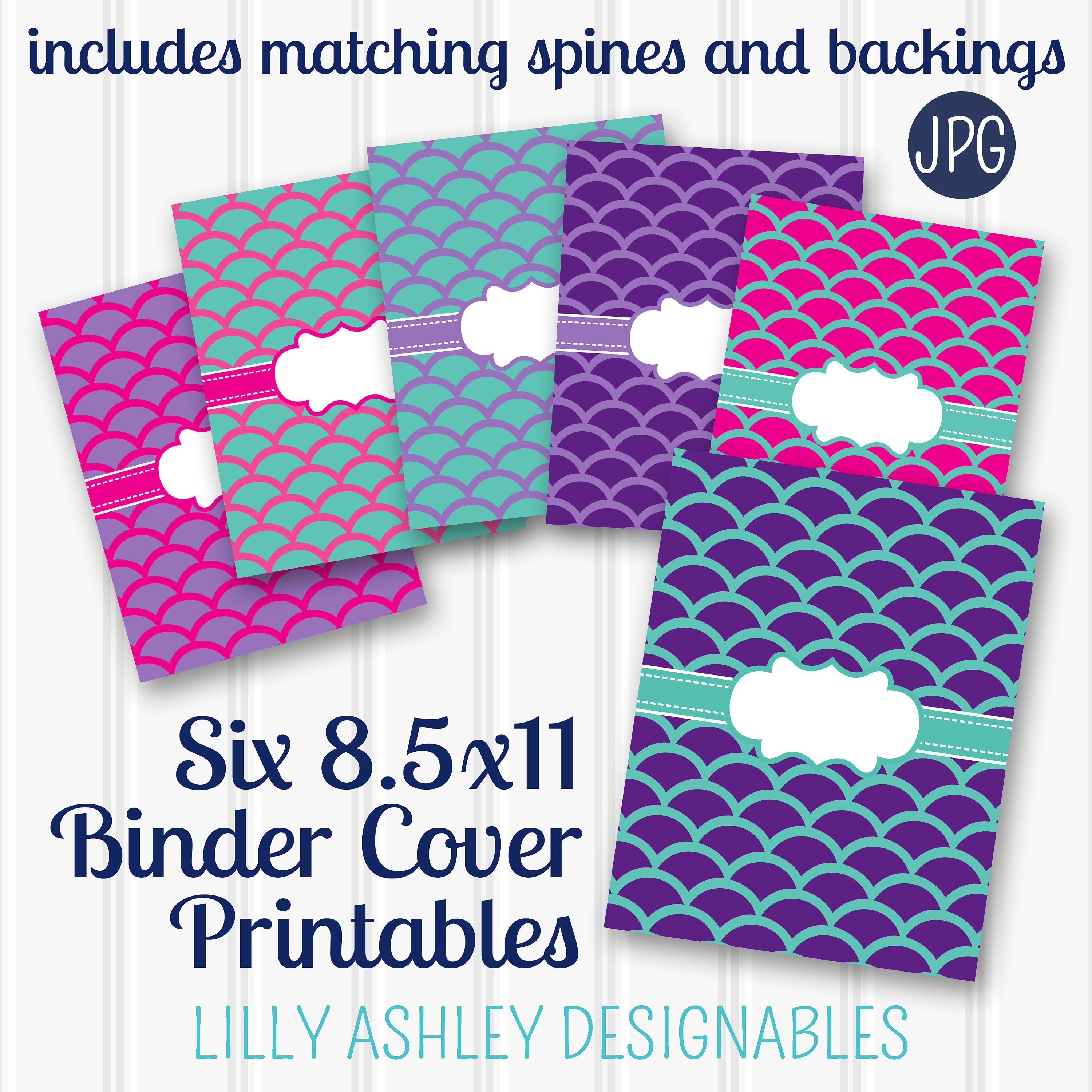Binder Cover Mermaid Pattern Printable SET of 6-8.5x11 JPG | Etsy