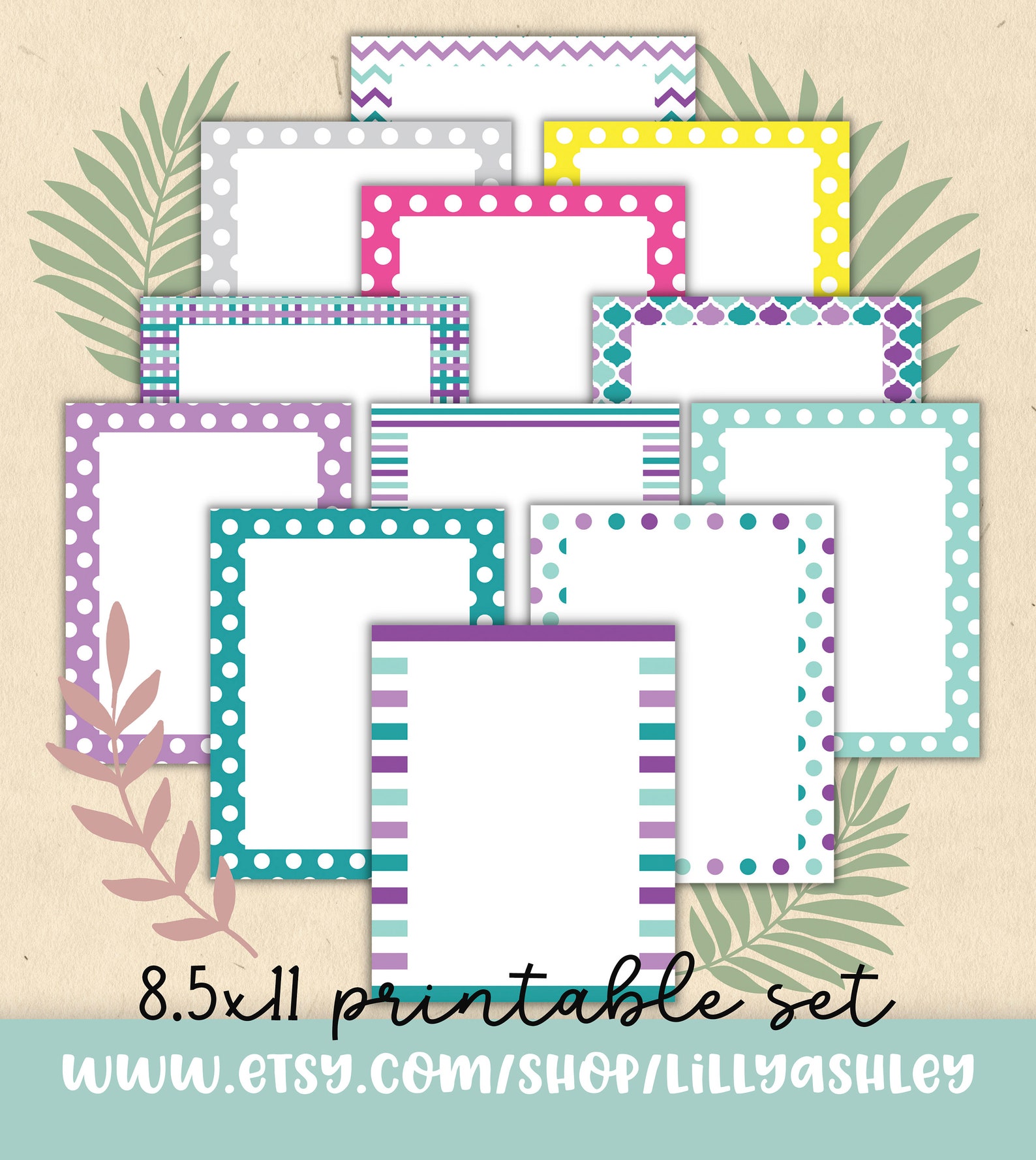 Border Paper Printable Pack of 24--JPG Format-8.5x11 Bordered Paper ...