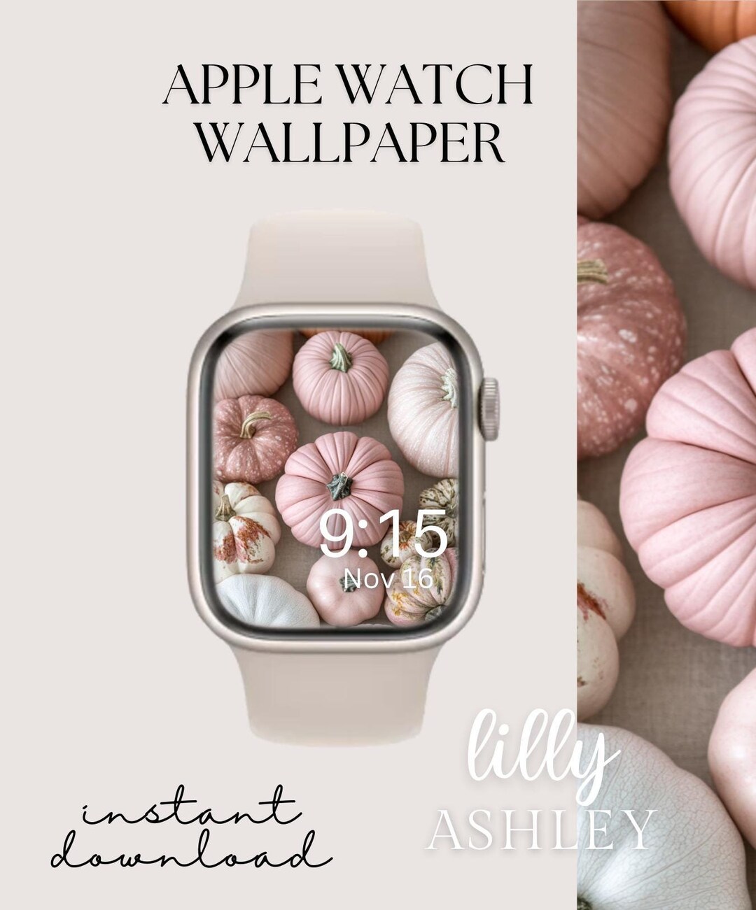 Aesthetic Pumpkin Apple Watch Face, Pink Fall Watch Background, Womens ...