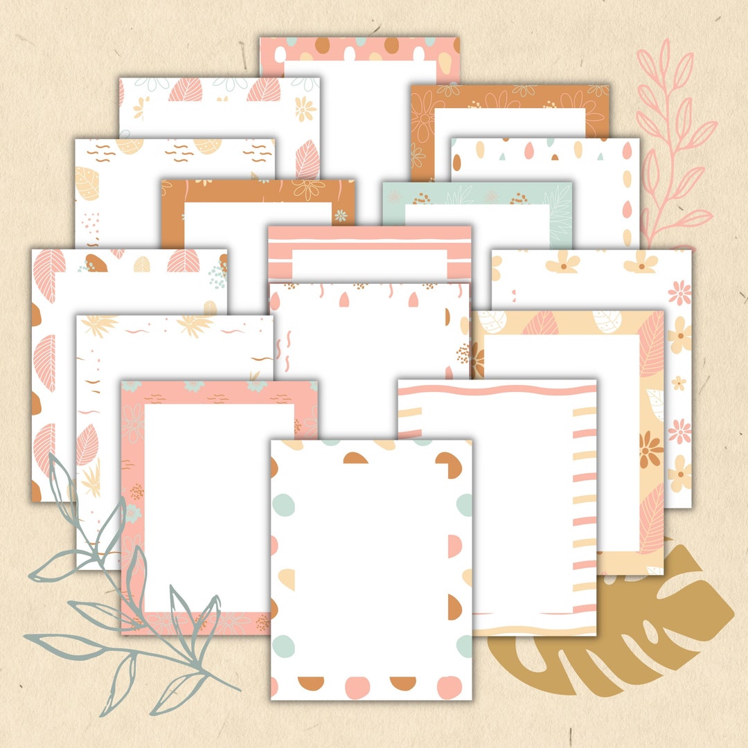 Border Paper Pack of 16PDF & PNG Files8.5x11 Downloadable Paper