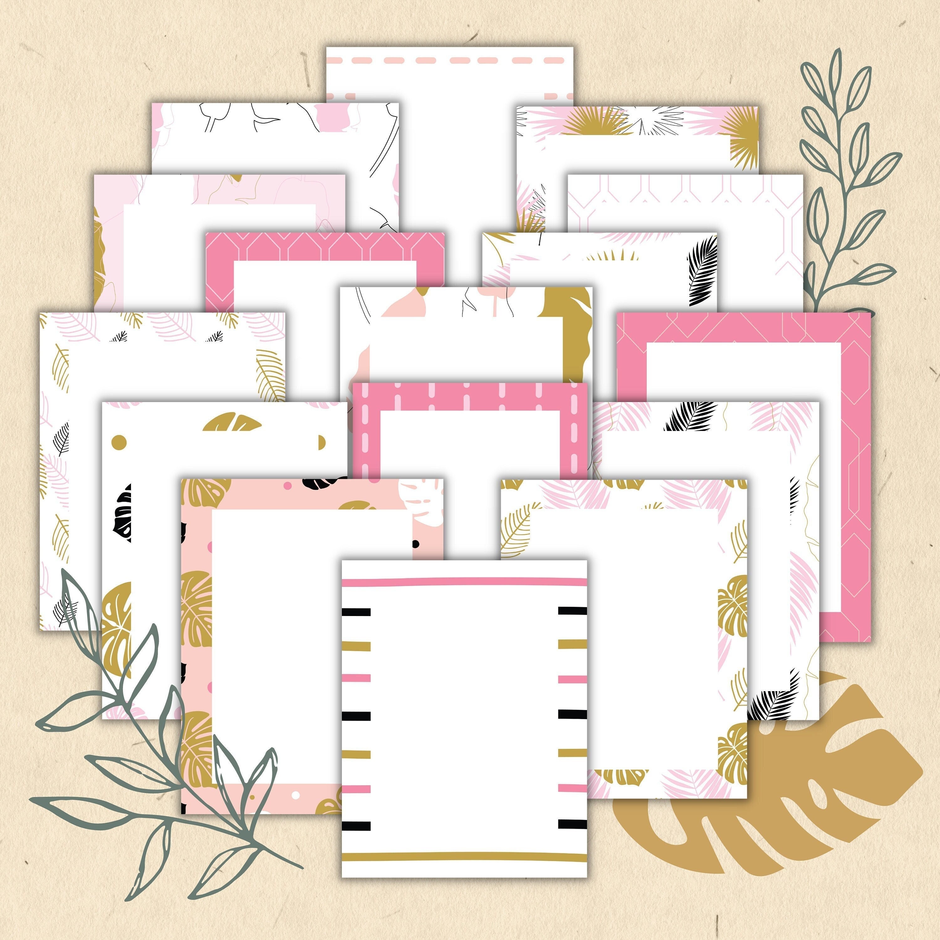 Border Paper Pack of 16--PDF & PNG Files--8.5x11 Downloadable Paper ...
