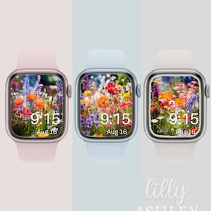 Quadrante Apple Watch con fiori selvatici SET DI TRE, Sfondo per orologio, Sfondo per Apple Watch da donna, Download istantaneo di un grazioso quadrante Apple Watch estivo
