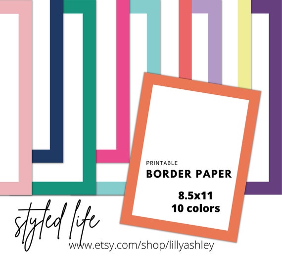 Bordered Paper Printable Borders Pack of 10 JPG Png-8.5x11 - Etsy