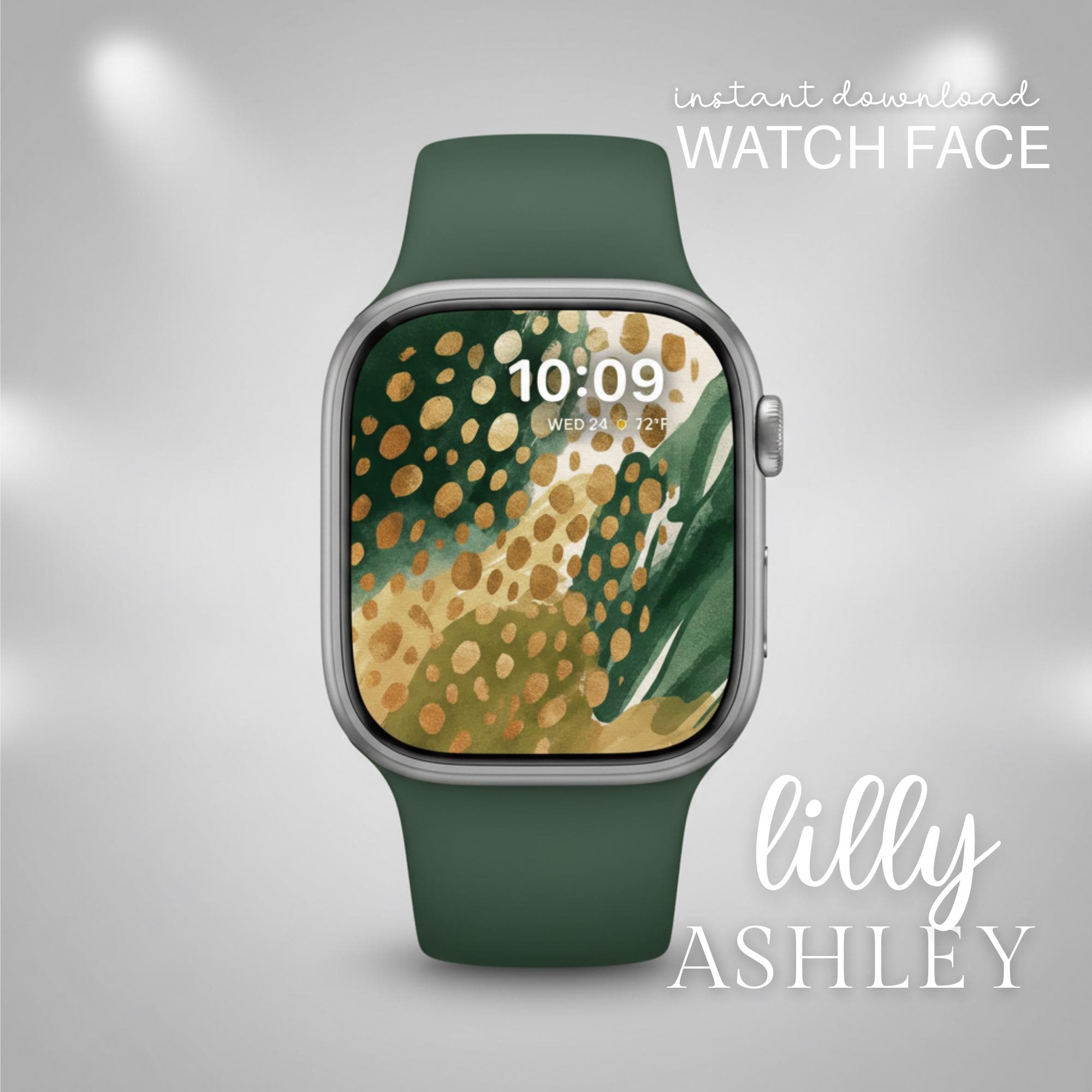 Green & Gold Apple Watch Face • Modern Abstract Watch Face • Earthy ...