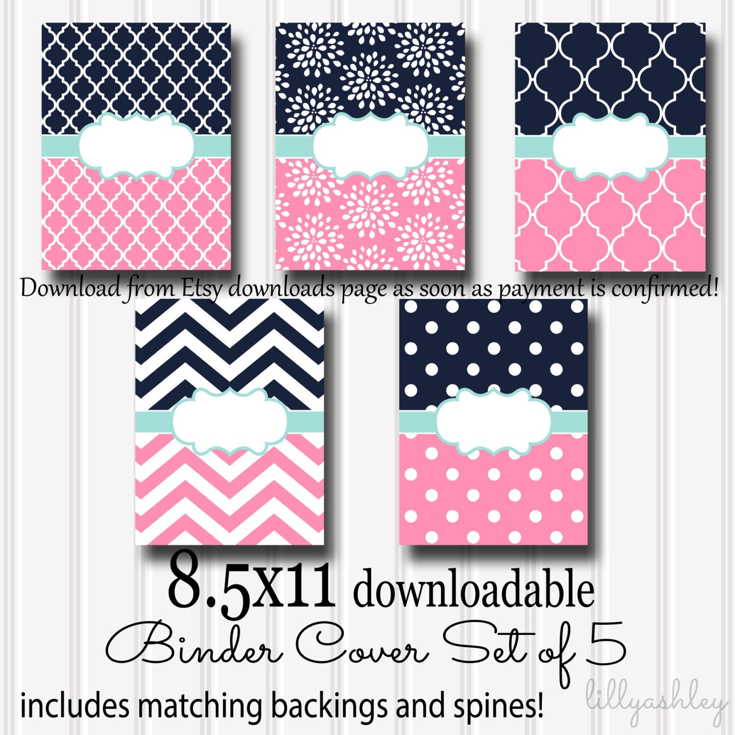 Binder Covers Digital Set8.5x11 JPG format not Etsy