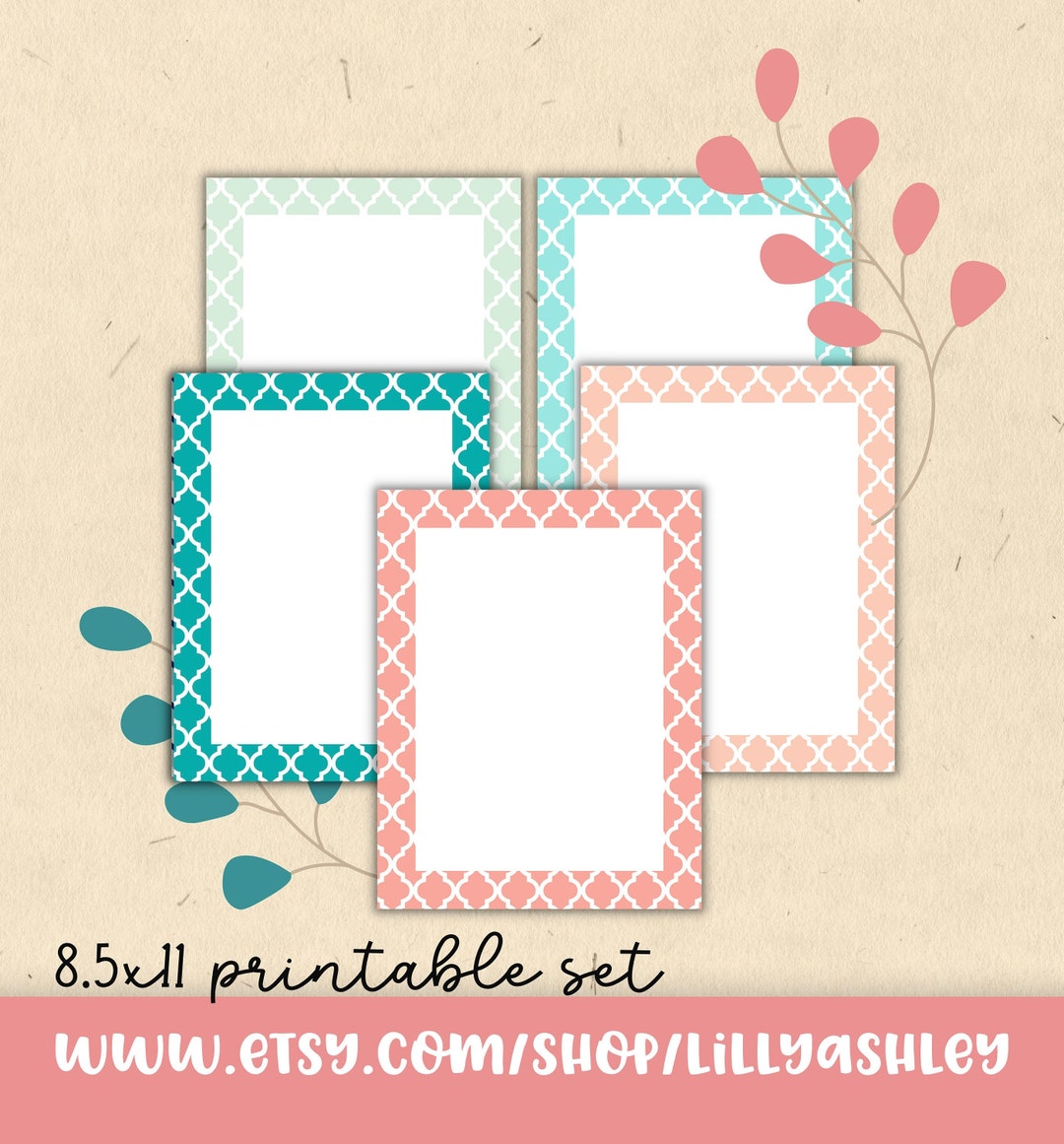 Paper With Borders8.5x11 JPG & PDF Computer Paper Printable Borders