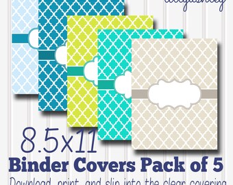 Digital Notebook Cover Set of 5 for Binder Printables Digital Planner Covers or Print for Binder Notebooks. Cover Pages for notebook, binder
