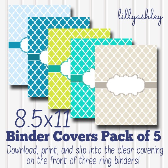 downloadable binder covers set of 5 quatrefoil etsy