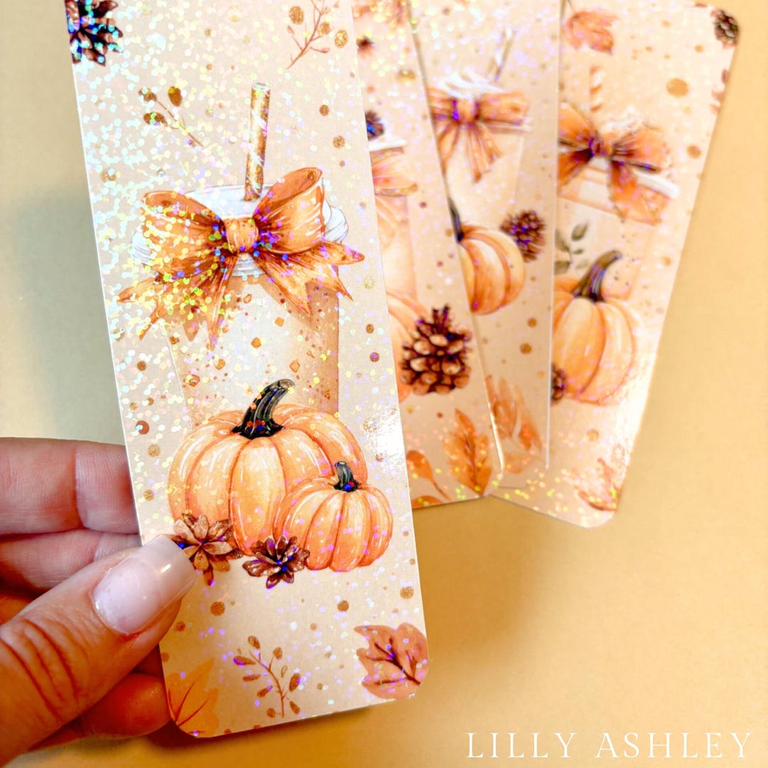 Aesthetic Fall Pumpkin Coffee Bookmarks Set of 4 – Coquette Bow Autumn ...