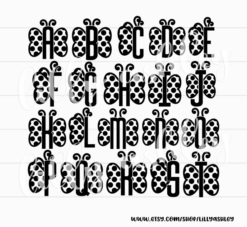 Butterfly SVG Monogram Set A-Zsvg & png formatsspring svg butterfly monogram svg letter svg spring monogram svg files butterfly alphabet image 2