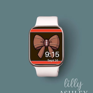 Football Watch Face, Sports Smart Watch Background Cheer Bow Team Colors Wallpaper, Football Season Smart Watch, Cheerleader Smartwatch Face