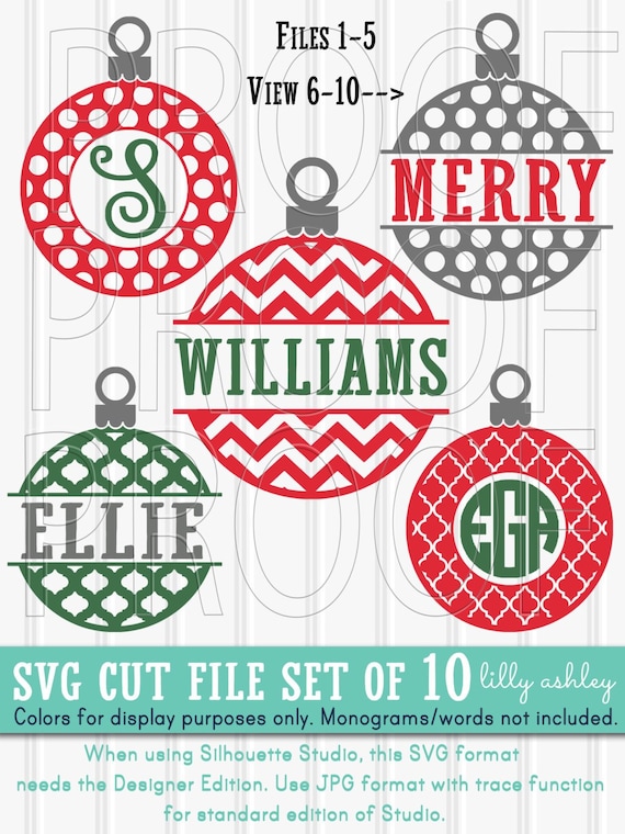 Download Christmas Monogram Svg Files Set Of 10 Ornament Cut Files Etsy