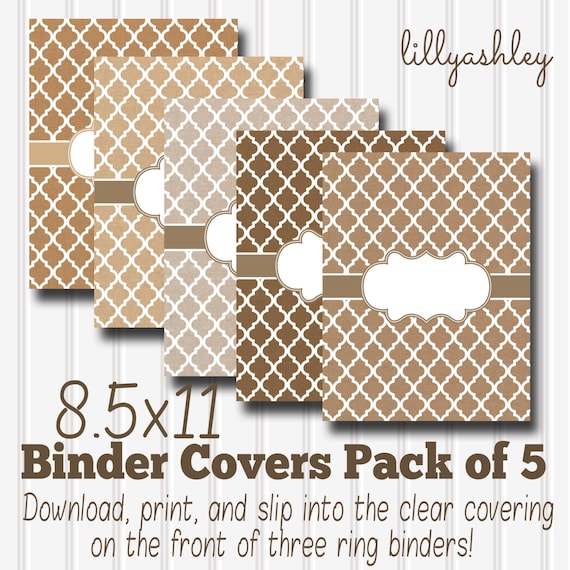 downloadable binder covers set of 5 linen quatrefoil etsy