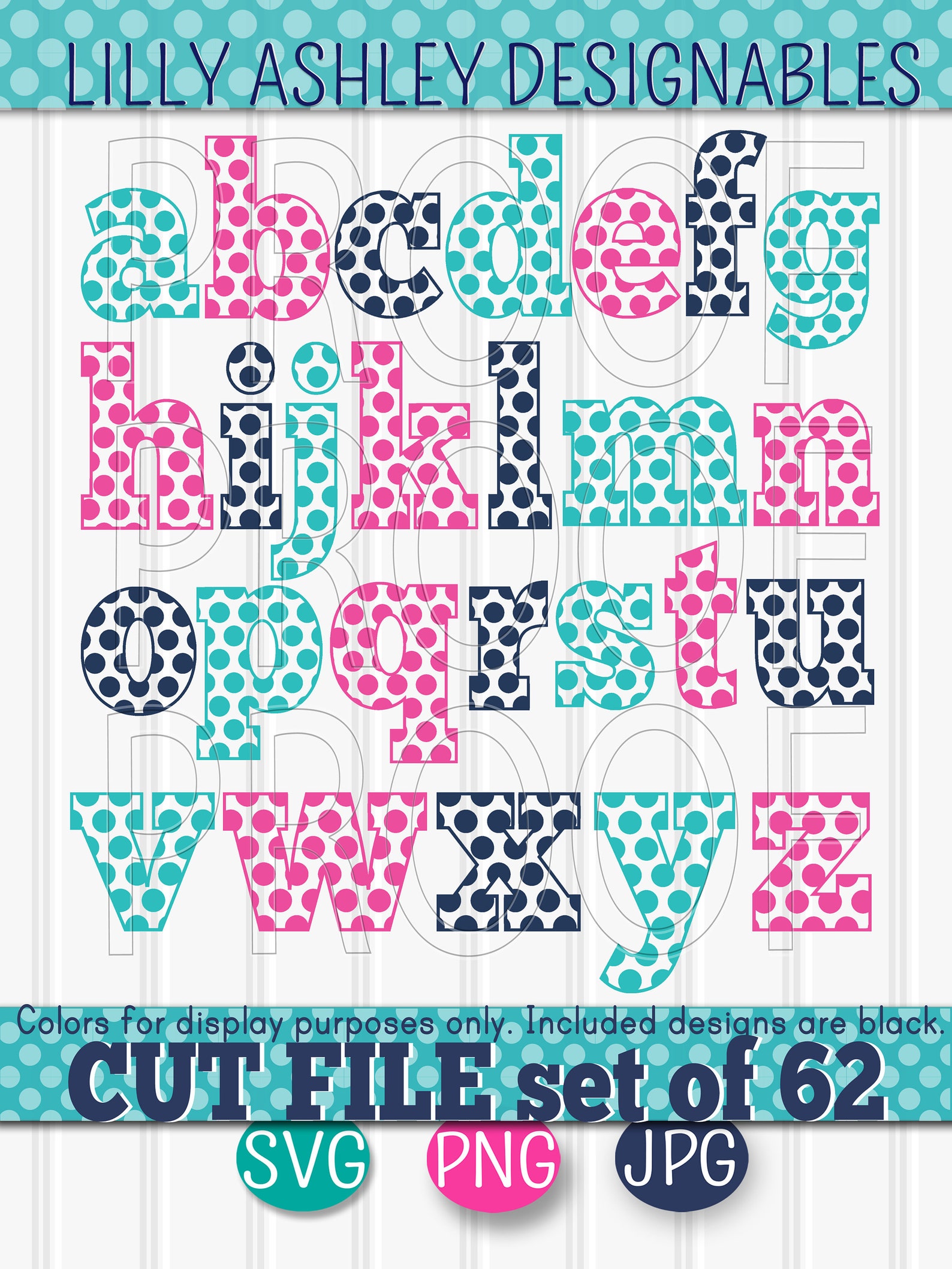 SVG File set of 62 cut filesDot Letters AZ Etsy