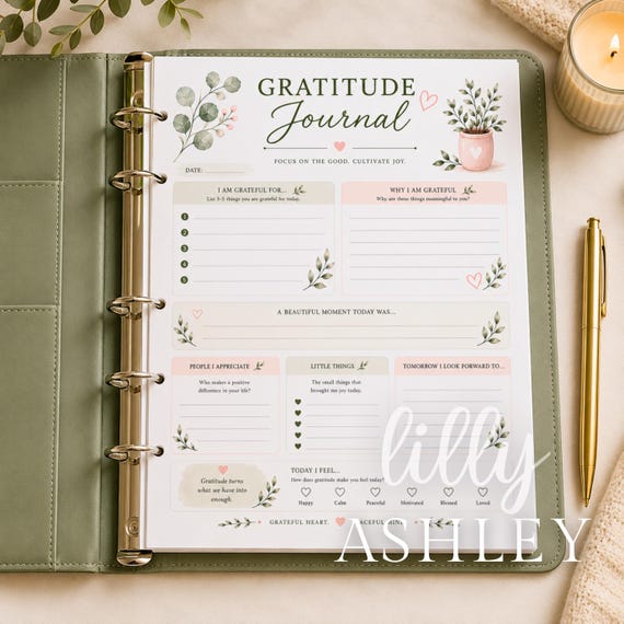Sage Serenity Self-Care Wellness Planner Bundle | 15 Printable Pages | Mental Health Journal | Anxiety Check-In | Gratitude 8.5x11
