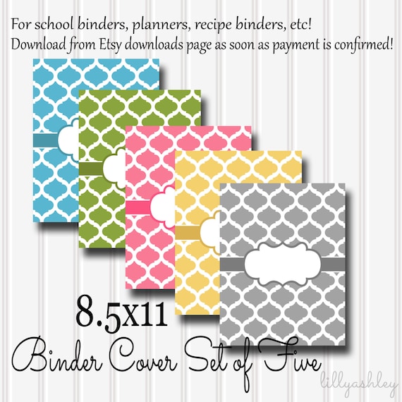 downloadable binder covers set of 5 8 5x11 jpg format not etsy