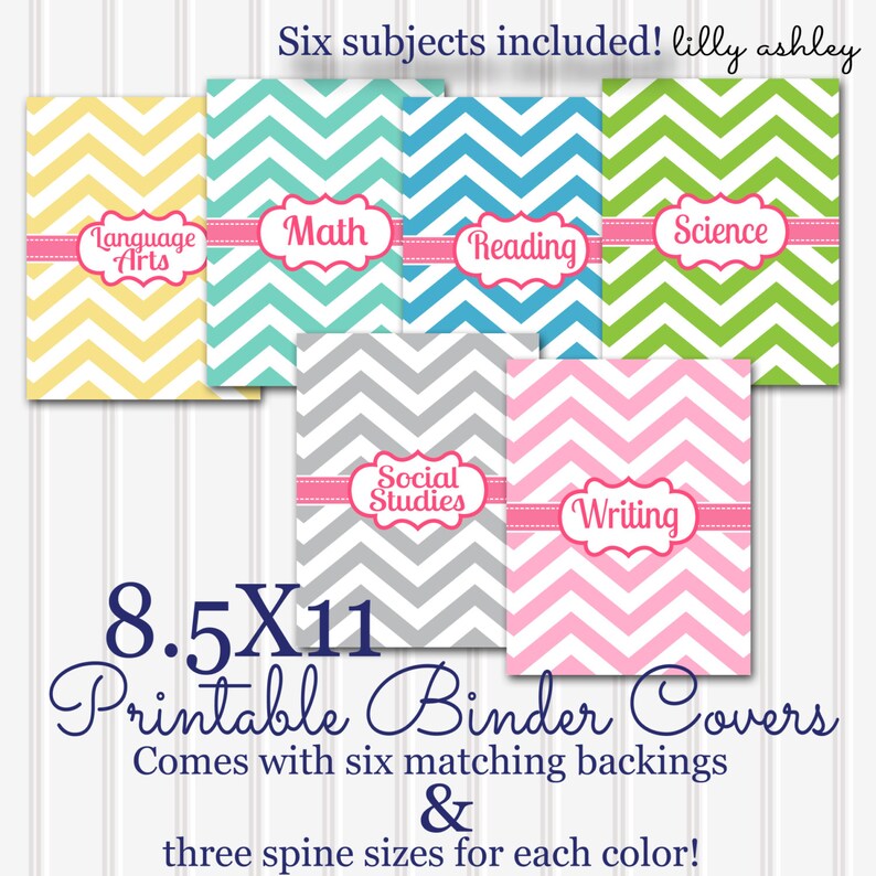 Printable Binder Covers SET 6 Subjects 8.5x11 JPG not | Etsy