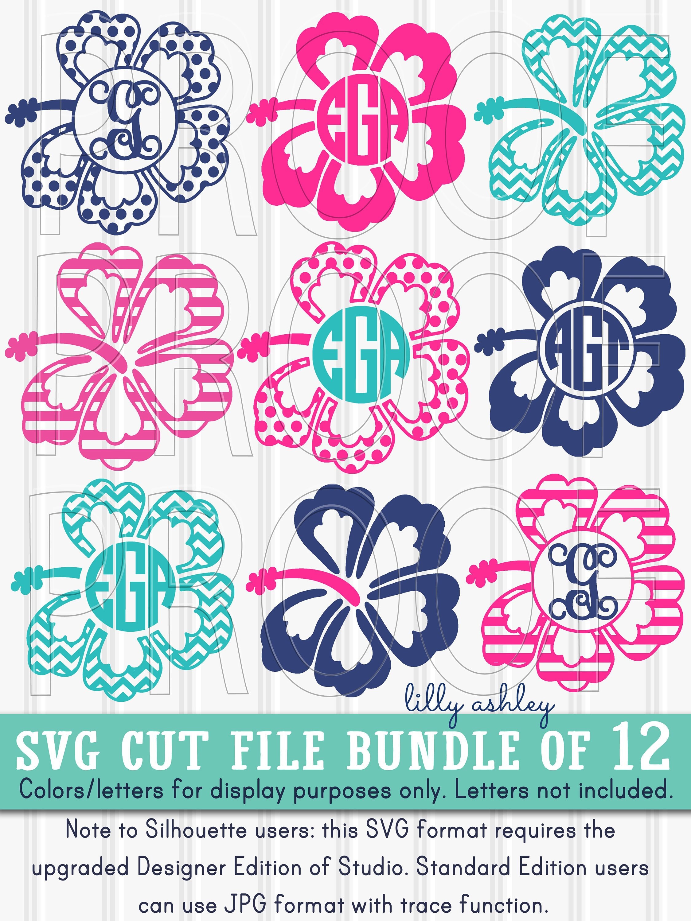Download Monogram Svg Files Bundle For Monograms12 Hawaiian Flower Etsy