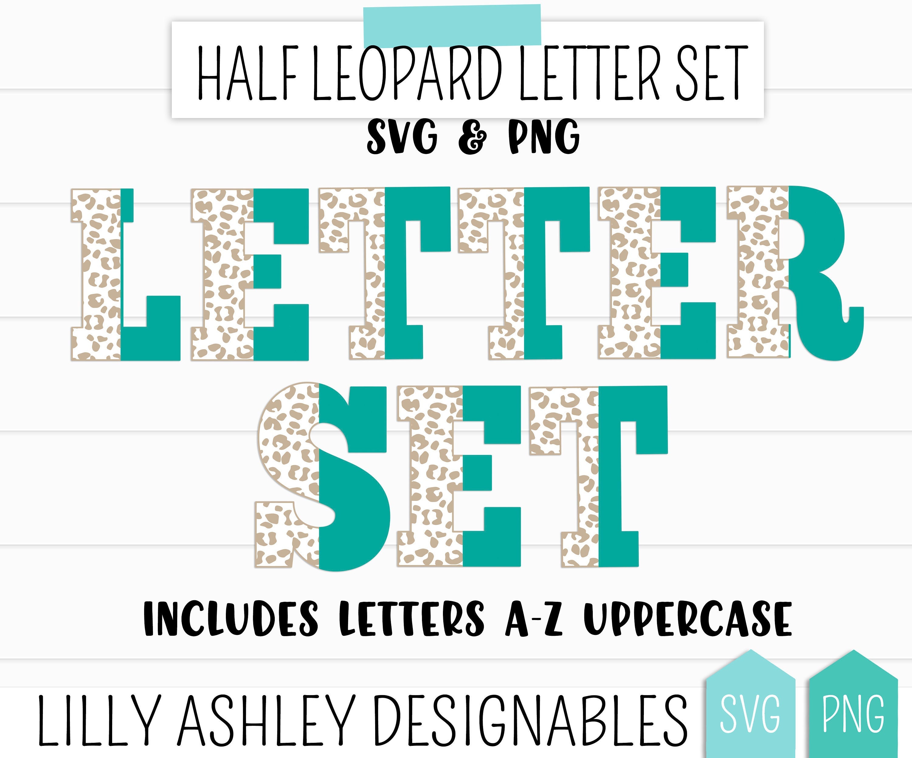 Half Leopard SVG and PNG Letter Set A-Z Uppercase Leopard | Etsy