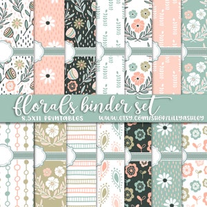Binder Covers Printables-with backings/spines -PDF/PNG format- editable PDF covers recipe binder back to school planner cover printable