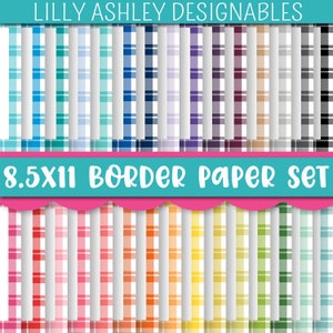 Plaid Border Paper Printable Pack of 30--PDF and PNG -8.5x11- plaid border printable papers classroom borders cute page borders