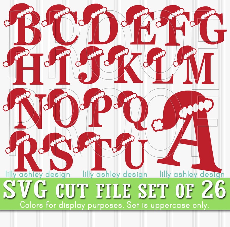 Download Christmas Svg Set Of 26 Cut File Letters Santa Hat Svg Letters Etsy PSD Mockup Templates