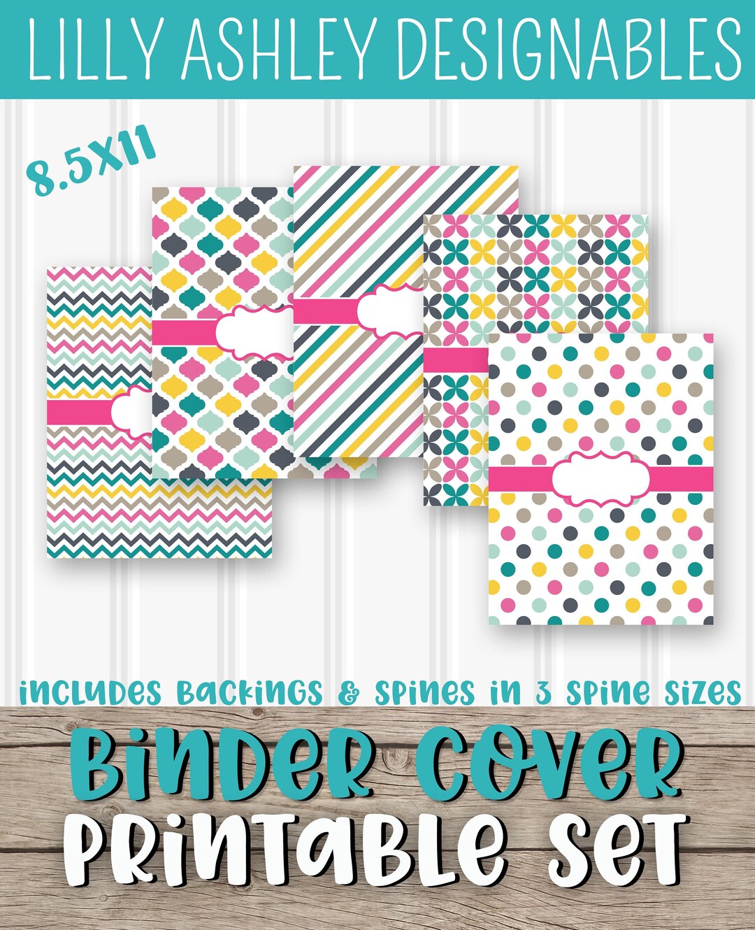 Binder Covers Printable SET of 5-8.5x11 JPG no Editable Text Boxes With ...