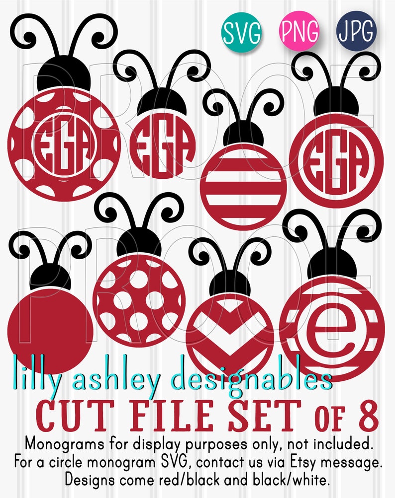 Download Monogram SVG File set of 8 cut files-svg png jpg in colors shown and black | Etsy