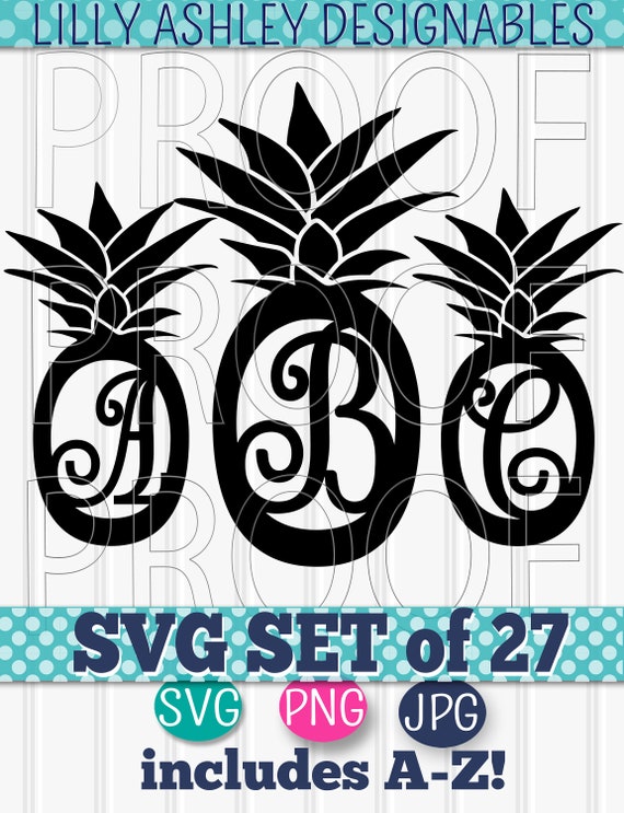 Pineapple SVG Letter Cut File Set of 27uppercase Letters AZ Etsy