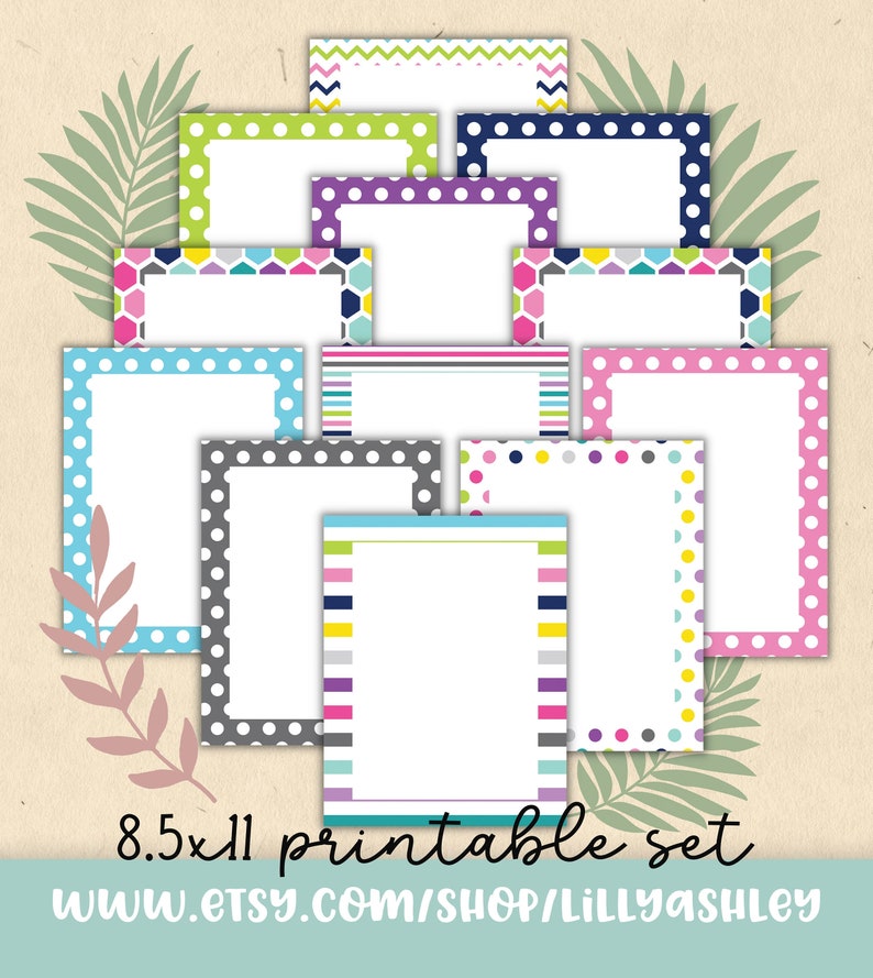 Border Paper Printable Pack of 24--JPG Format-8.5x11 Bordered Paper ...