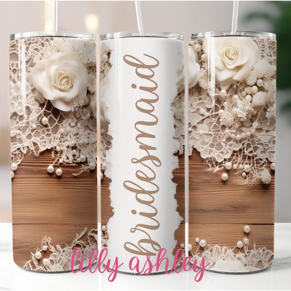 Bridesmaid Tumbler Designs Wedding Bridesmaids Sublimation Template Retro Lace Wedding Tumbler Wedding Designs Floral Tumbler Bridal Party