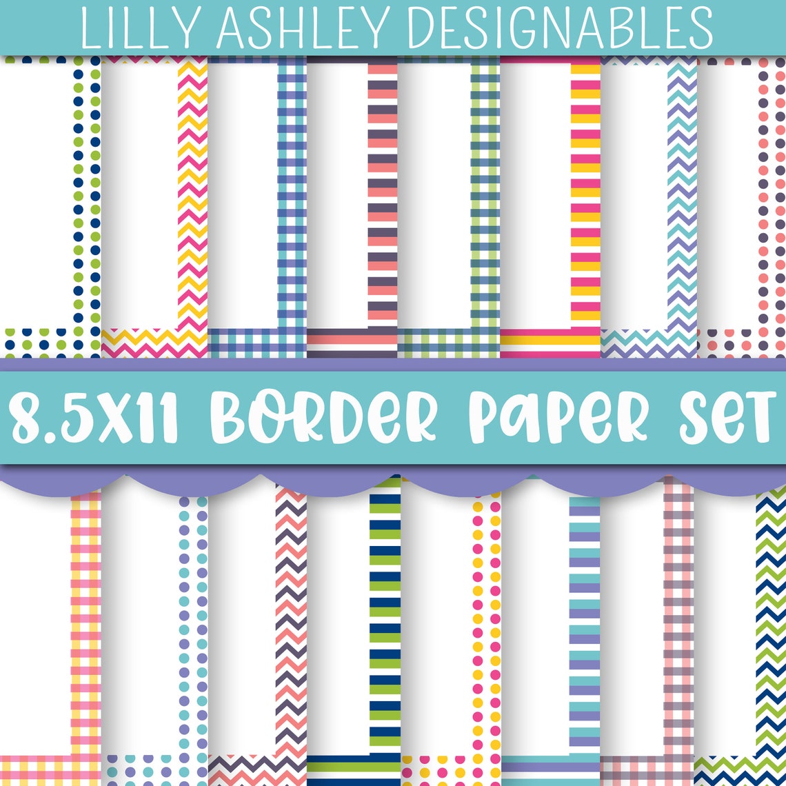 Border Paper Printable Pack of 16JPG Format8.5x111 Inch | Etsy