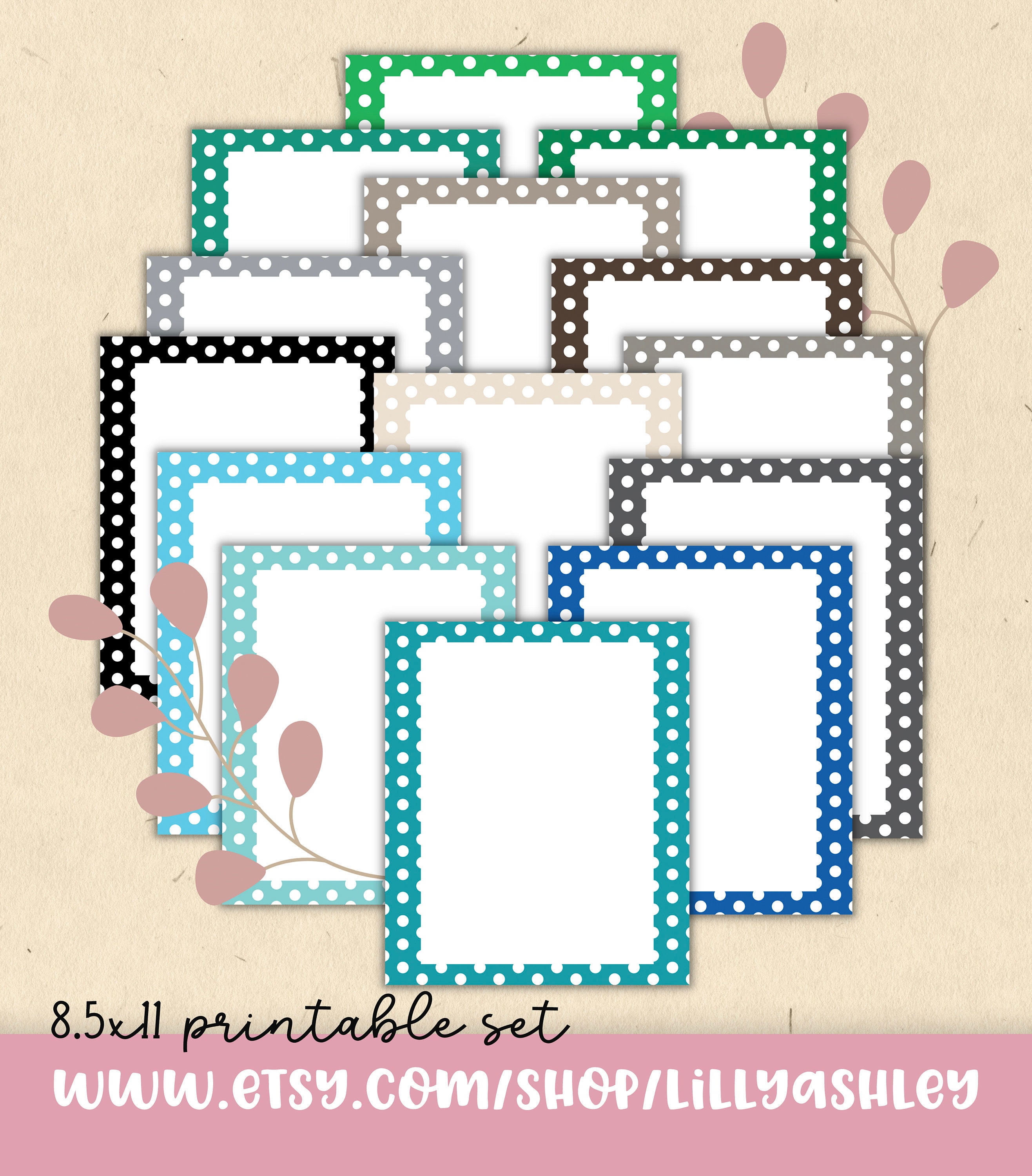 Printable Border Paper Bundle of 28 8.5x11 JPG /PDF Bordered Paper ...