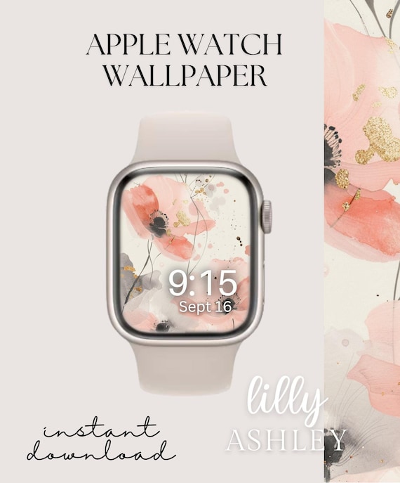 Quadrante Apple Watch floreale estetico, sfondo rosa glamour per