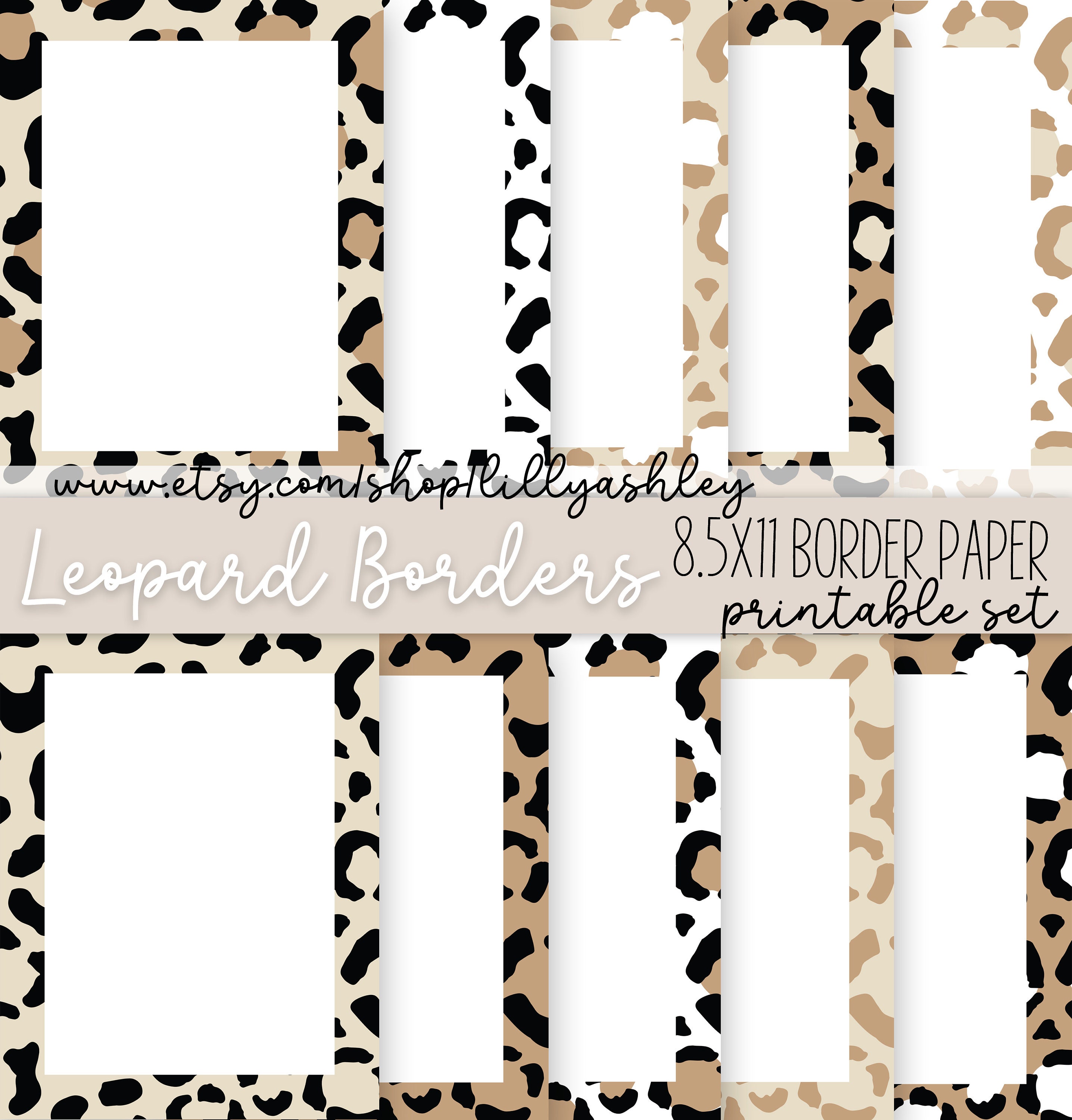 Border Paper Pack of 10--PDF \u0026 PNG Files--8.5x11 Downloadable Paper, Leopard  Print Leopard Border Printable Digital Paper Bordered Paper - Etsy, image size:2872x3000