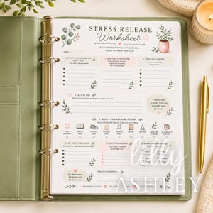 Bundel Sage Serenity Self-Care Wellness Planner | 15 afdrukbare pagina's | Geestelijke gezondheidsdagboek | Inchecken bij angst | Dankbaarheid 8,5 x 11 inch afbeelding 4