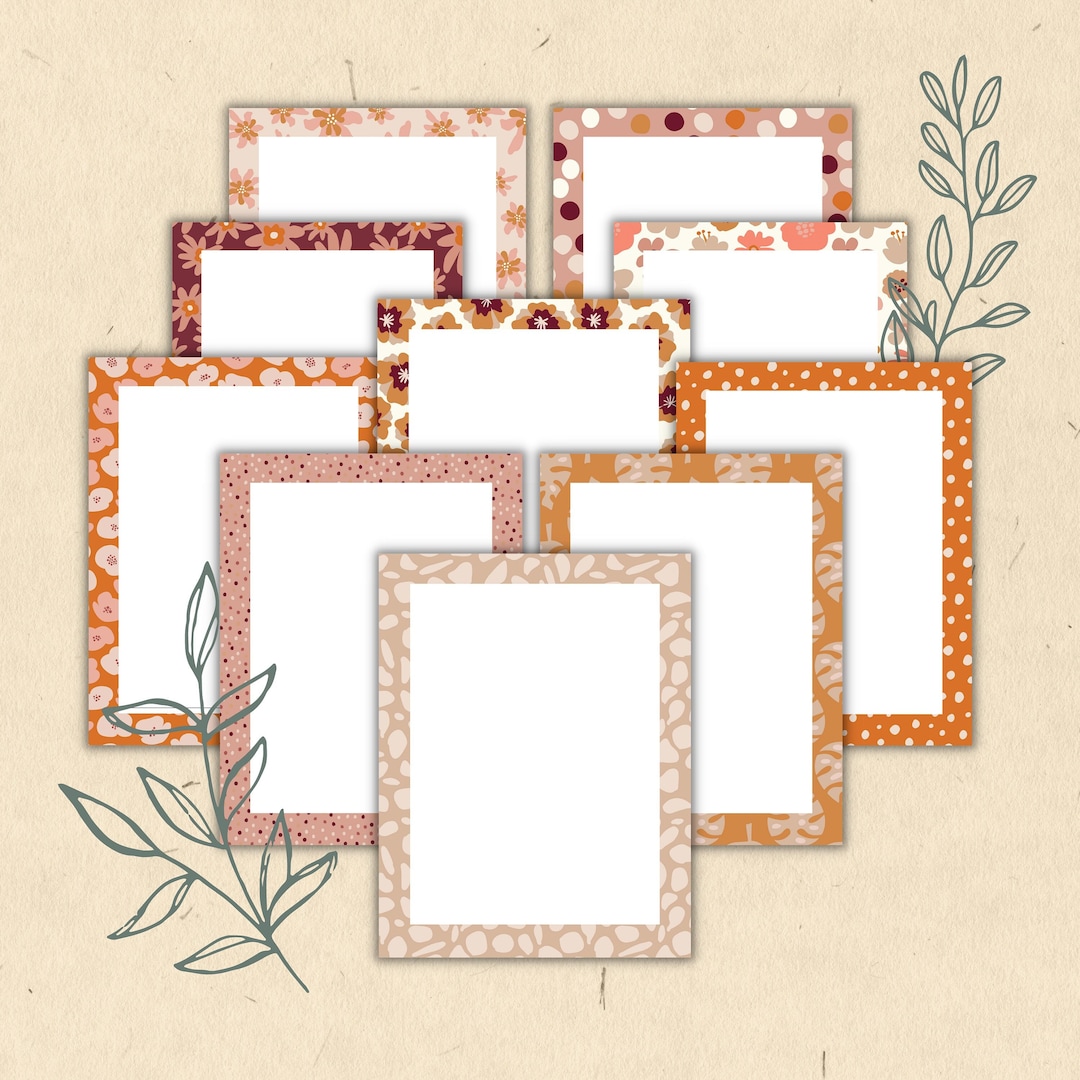 Printable Border Paper Pack of 10--PDF & PNG Files--8.5x11 Downloadable ...