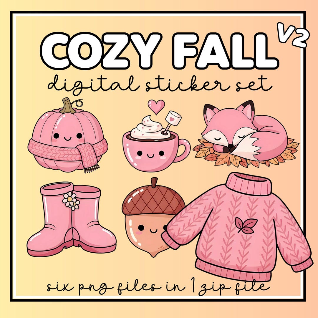 Fall Digital Stickers Pack | Cozy Autumn Pngs | Cute Stickers for ...